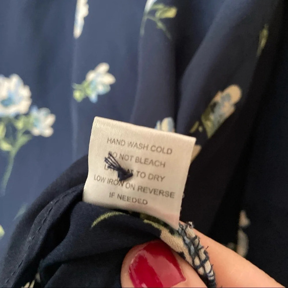 ANTHROPOLOGIE Blouse Long Sleeve Blue Floral Slight Sheer Haute Project - Picture 7 of 10